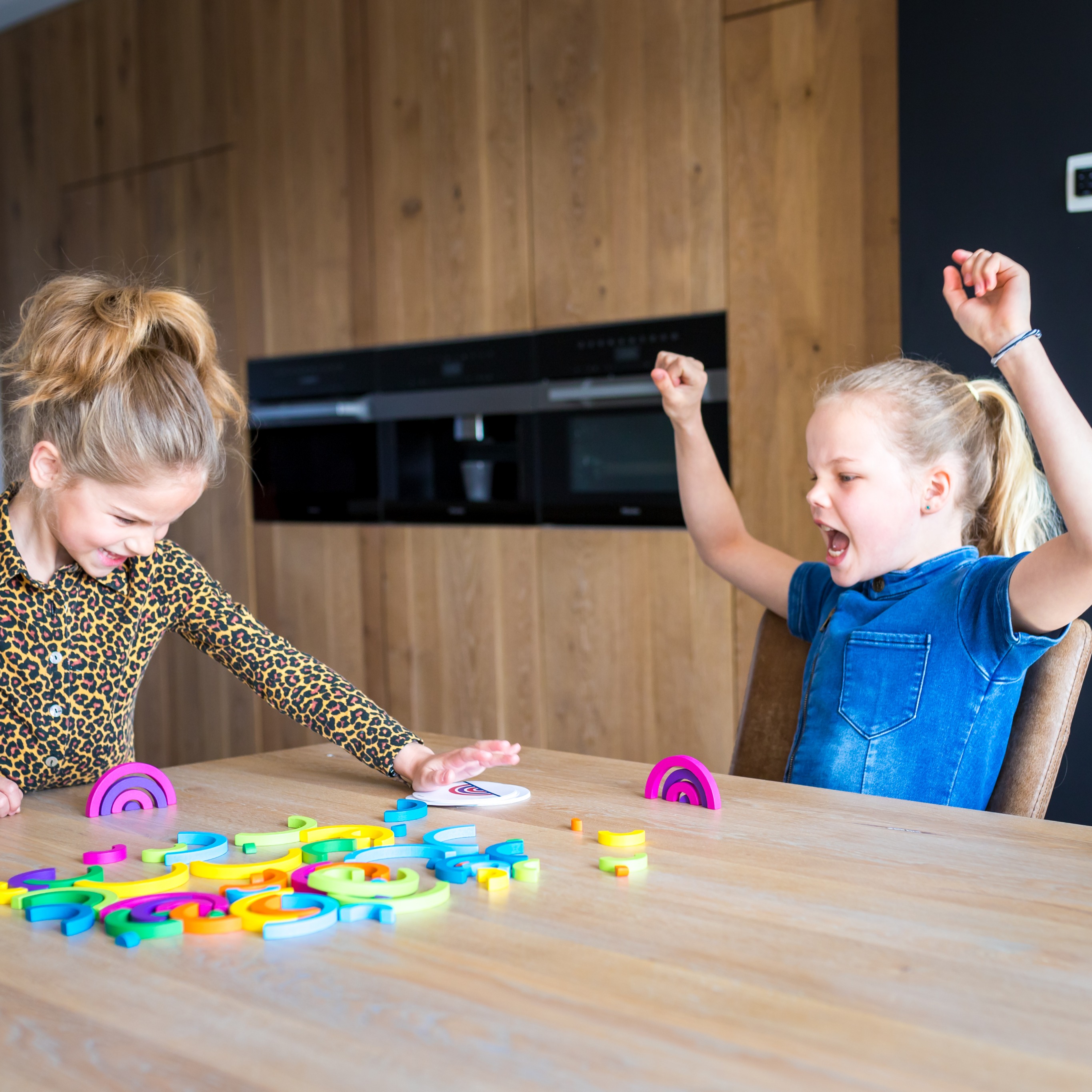 BS Toys, drewniana gra i układanka logiczna Tęcza klocki