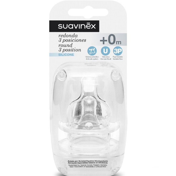 Suavinex, Smoczki okrągłe o wolnym przepływie do butelek 0M+