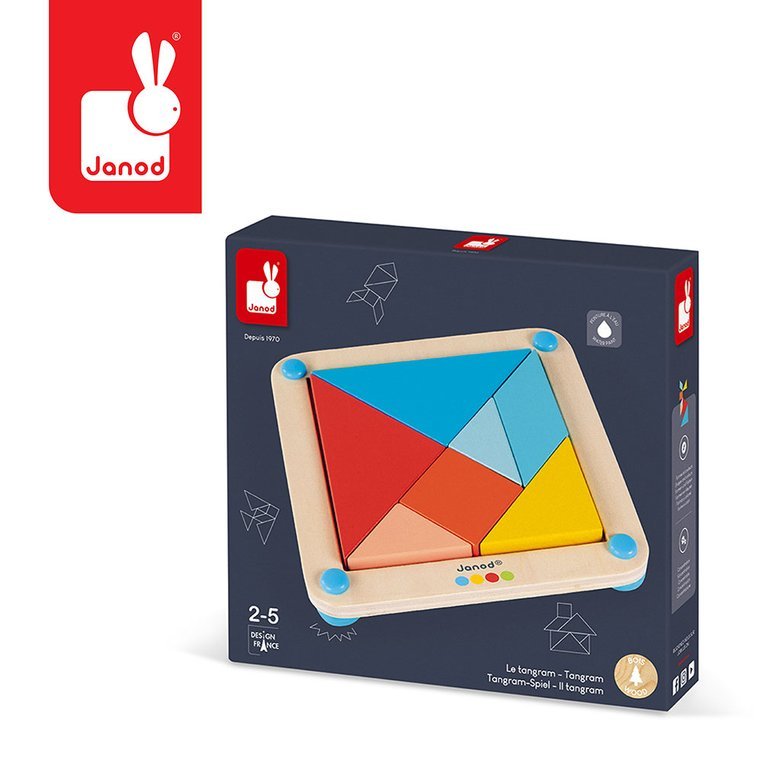 Janod, Drewniana układanka Tangram Essentiel Janod, Drewniana układanka Tangram Essentiel