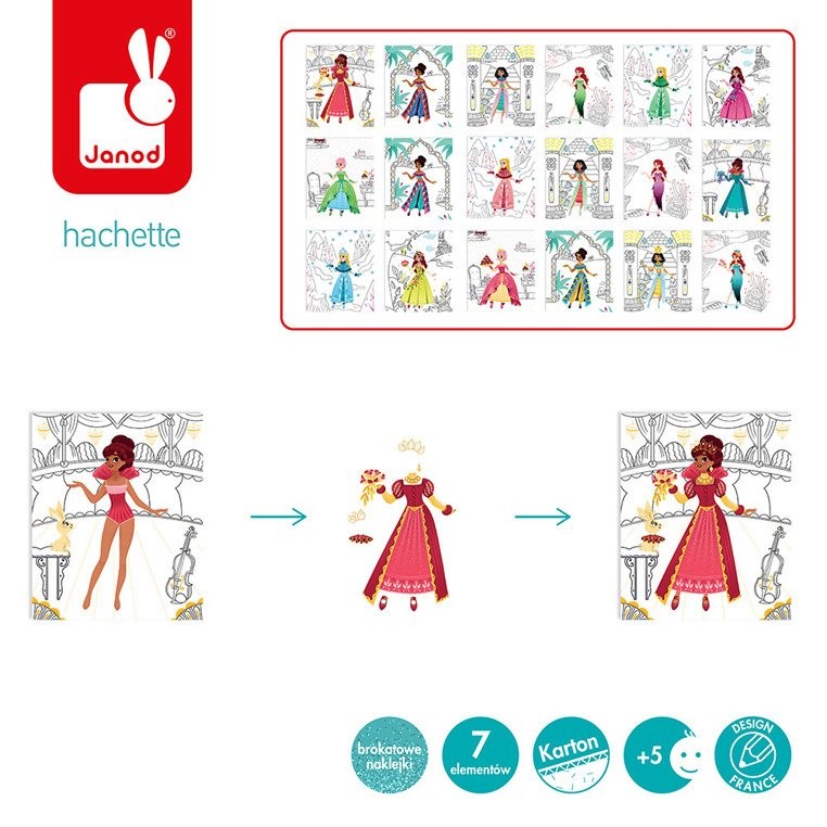 Janod, Zeszyt - kołonotatnik kreatywny Pokaz mody Księżniczki i natura