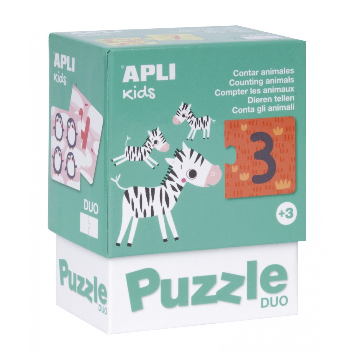 Apli Kids, Puzzle dwuczęściowe - Liczenie zwierzątek 3+