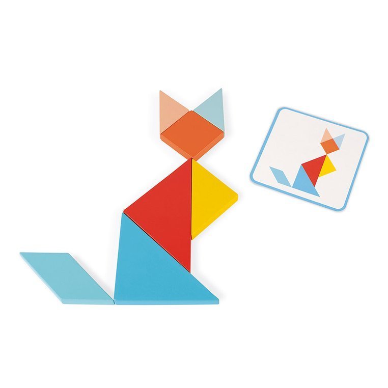 Janod, Drewniana układanka Tangram Essentiel Janod, Drewniana układanka Tangram Essentiel
