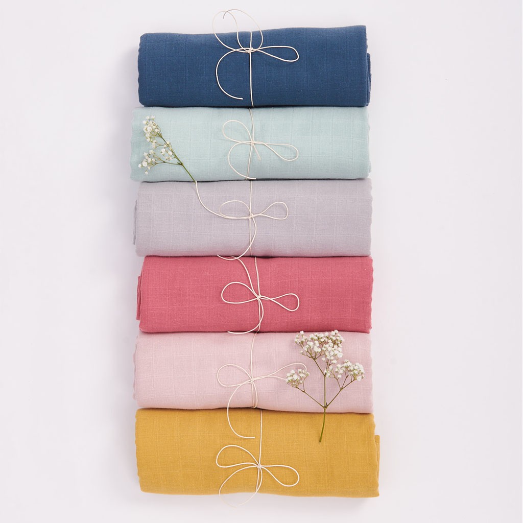 Bimbla, Muślinowy otulacz z bawełny organicznej - granatowy