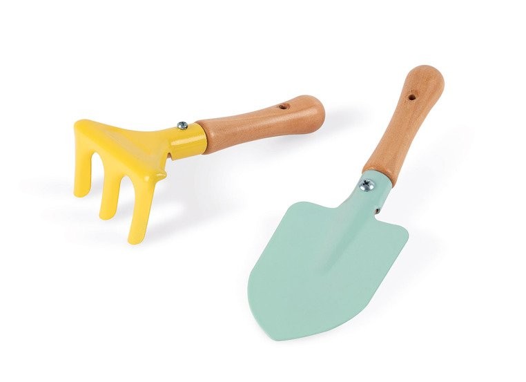 Janod, Mały ogrodnik Zestaw narzędzi ogrodowych z pomarańczową taczką kolekcja 2019