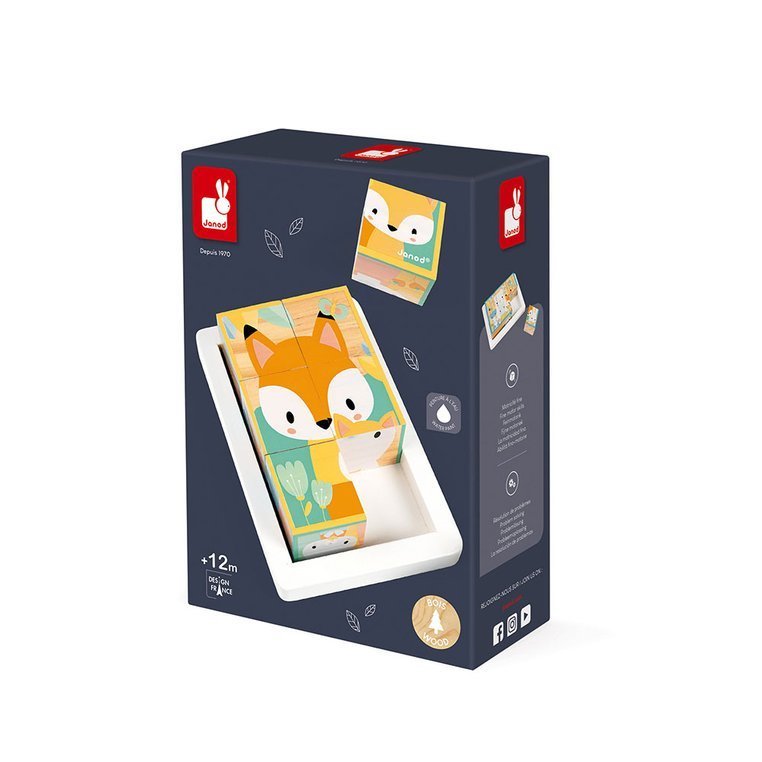 Janod, Klocki drewniane 6 elementów puzzle Pure 6 elementów Janod, Klocki drewniane 6 elementów puzzle Pure 6 elementów