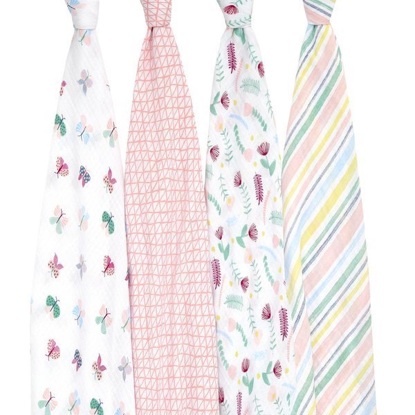 aden+anais, ESSENTIALS otulacze muślinowe 112cm x 112cm floral fauna 4szt