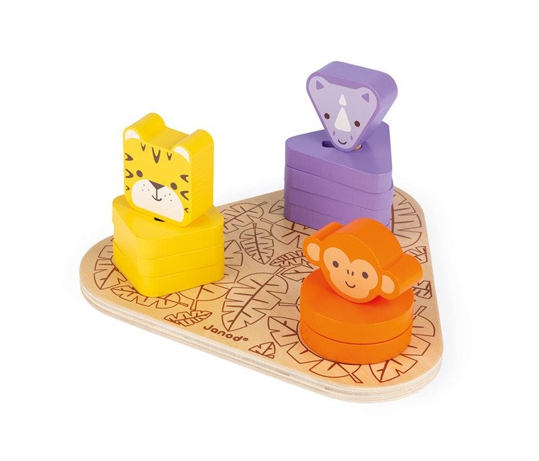 Janod, Układanka drewniana piramida Uczę się używać narzędzi Afryka Janod, Układanka drewniana piramida Uczę się używać narzędzi Afryka