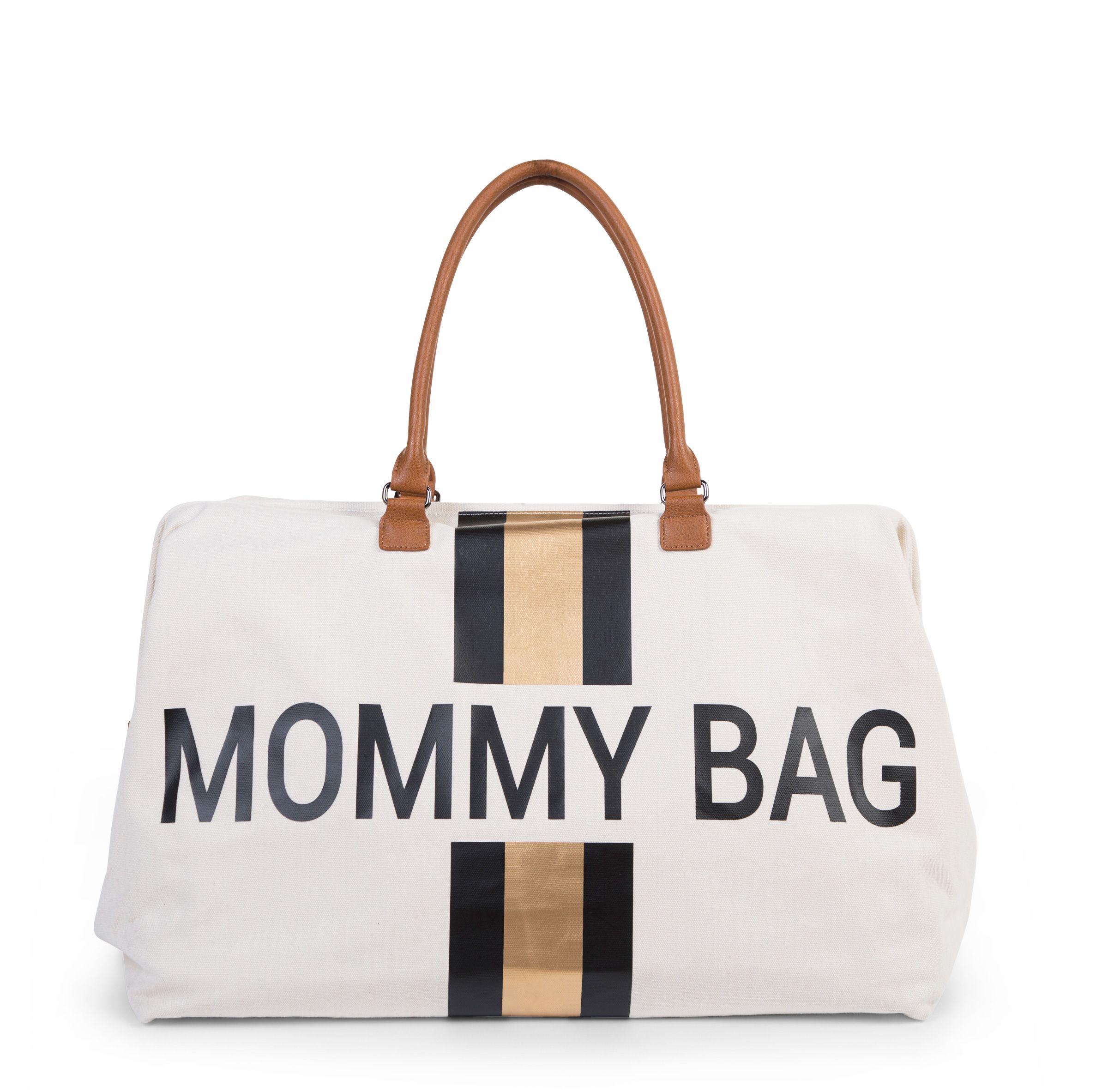 Childhome, Torba Mommy Bag beżowa paski czarno-złote Childhome, Torba Mommy Bag beżowa paski czarno-złote