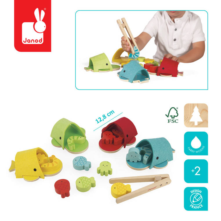 Janod, Sortowanie kolorów Wieloryby filcowe 2+