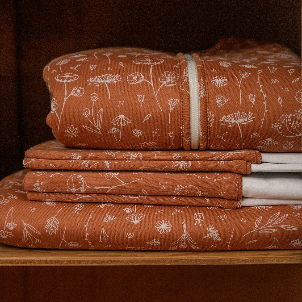 Little Dutch, Śpiworek do spania z odpinanymi rękawkami 70 cm Wild Flowers Rust