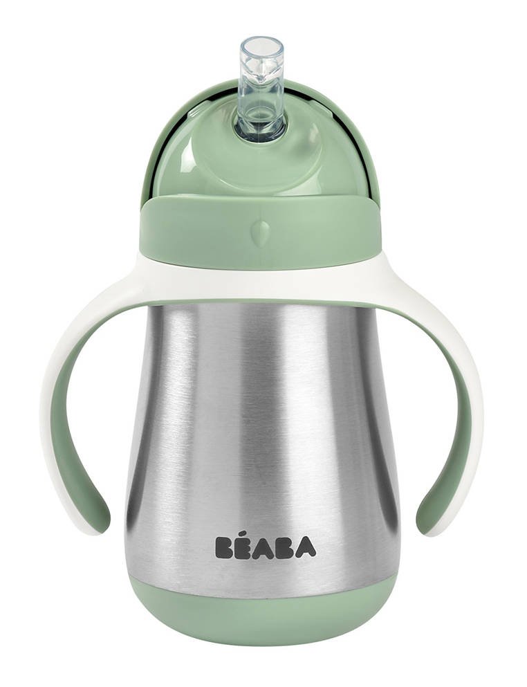 Beaba, Bidon termiczny termobutelka ze słomką 250 ml Sage green Beaba, Bidon termiczny termobutelka ze słomką 250 ml Sage green