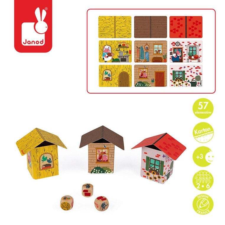 Janod, Gra zręcznościowa Trzy świnki Janod, Gra zręcznościowa Trzy świnki