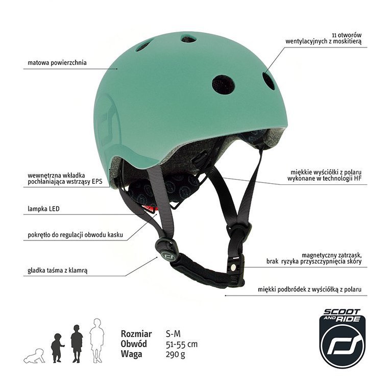Scootandride, Kask S-M dla dzieci 3+ Forest Scootandride, Kask S-M dla dzieci 3+ Forest