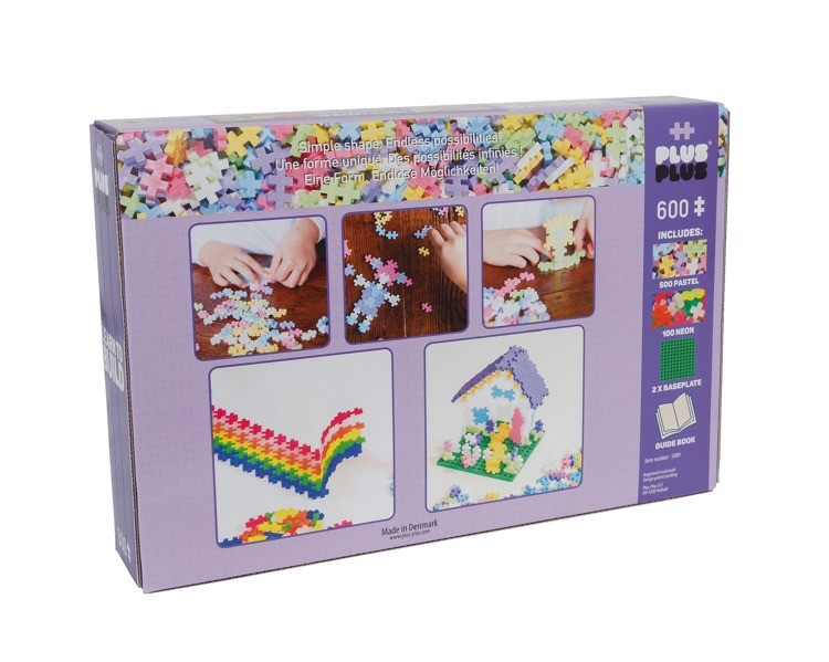 Plus-Plus, Mini MIX 600 szt.(Pastel, Neon) i 2 płytki konstrukcyjne