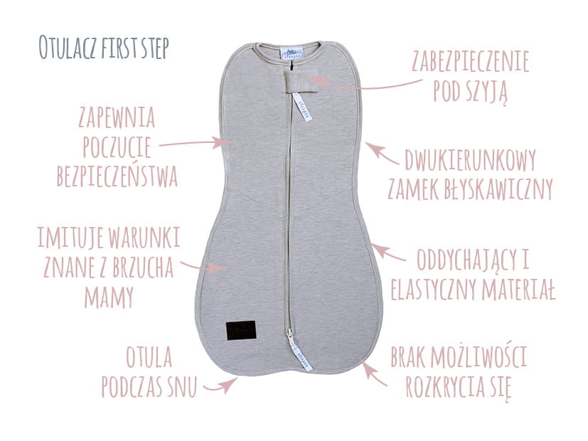 Sleepee, otulacz antykolkowy  FIRST STEP z czapeczką  Bohemian Sand Sleepee, otulacz antykolkowy  FIRST STEP z czapeczką  Bohemian Sand