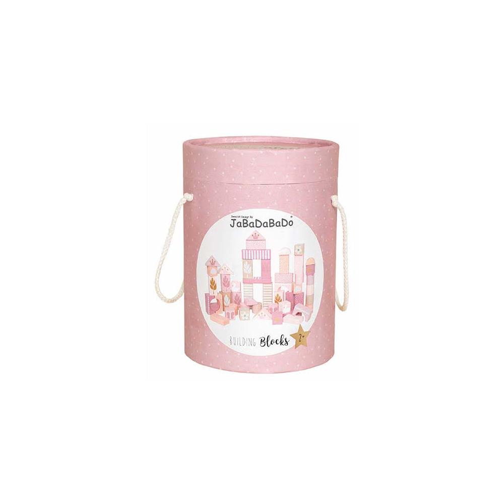 Jabadabado, Drewniane klocki w wiaderku różowe 50 szt