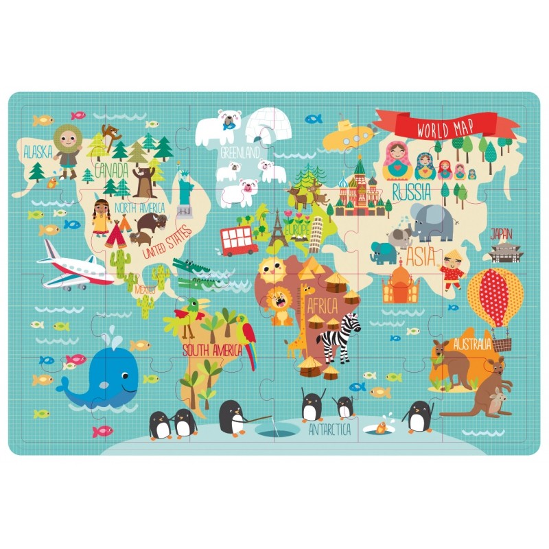 Apli Kids, Puzzle XL - Mapa świata 3+