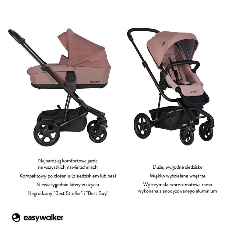 Easywalker, Harvey² Wózek głęboko-spacerowy Desert Pink (zawiera stelaż, siedzisko z budką i pałąkiem) Easywalker, Harvey² Wózek głęboko-spacerowy Desert Pink (zawiera stelaż, siedzisko z budką i pałąkiem)