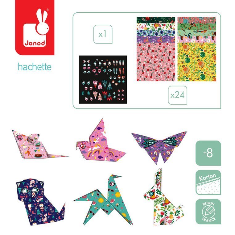 Janod, Zestaw kreatywny do tworzenia origami Zwierzątka 8+ Janod, Zestaw kreatywny do tworzenia origami Zwierzątka 8+