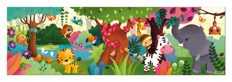 Janod, Puzzle panoramiczne w walizce Dżungla 36 elementów