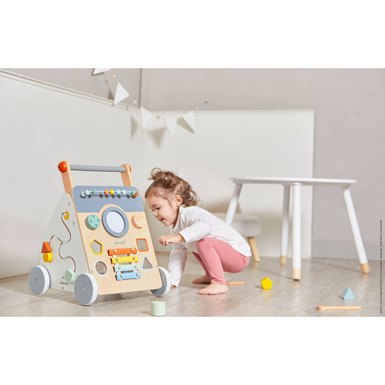 Janod, Wielofunkcyjny pchacz edukacyjny drewniany Sweet Cocoon 12 m+ Janod, Wielofunkcyjny pchacz edukacyjny drewniany Sweet Cocoon 12 m+
