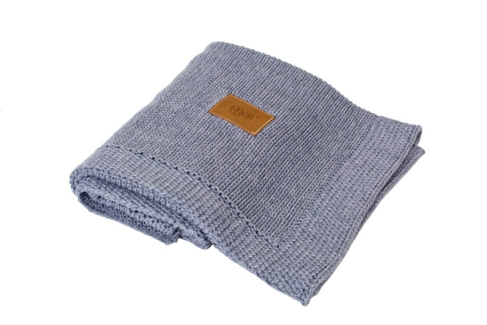 Poofi, kocyk tkany ciemno-szary