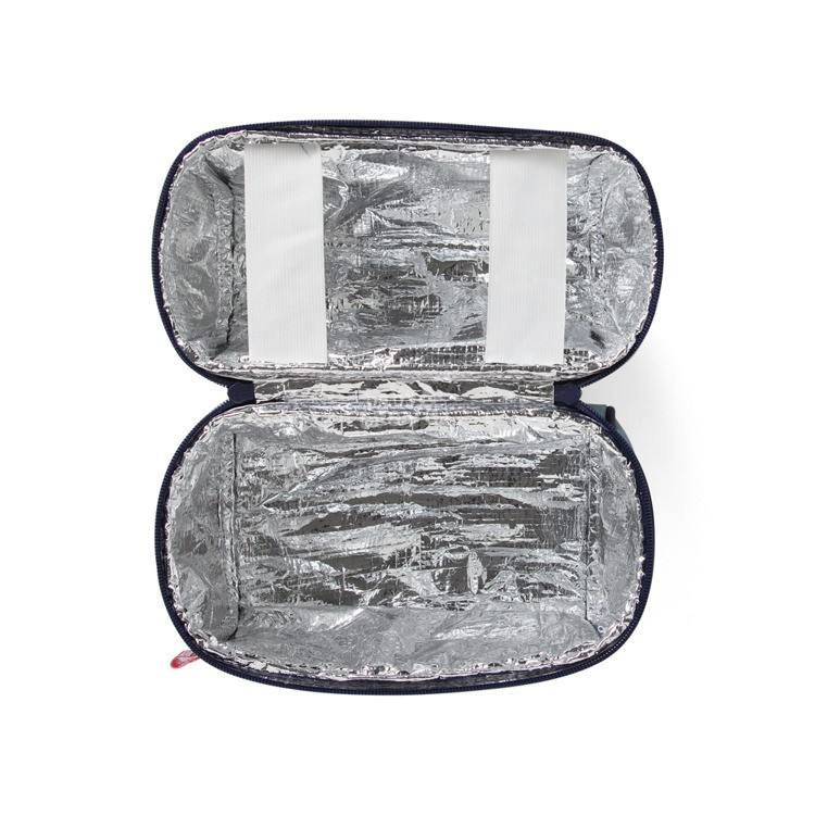 Lunchbox z zamkiem na środku niebieski w małpki