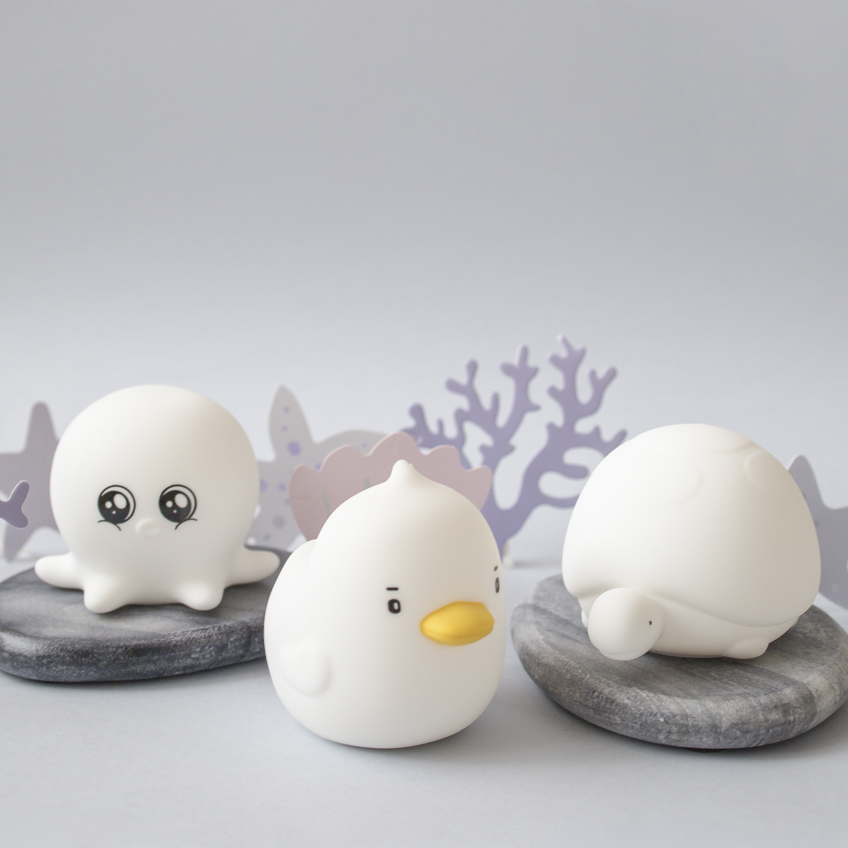 Rabbit&Friends, Zestaw 3 silikonowych lampek białych Wodne