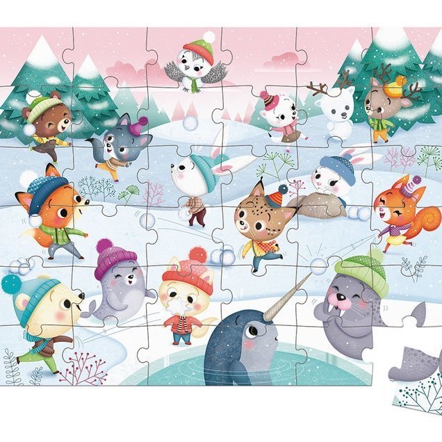Janod, Puzzle w walizce Zabawa na śniegu 36 elementów 4+ Janod, Puzzle w walizce Zabawa na śniegu 36 elementów 4+