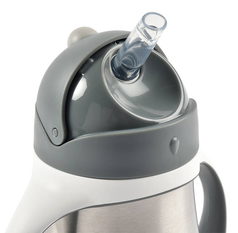 Beaba, Bidon termiczny termobutelka ze słomką 250 ml Mineral grey Beaba, Bidon termiczny termobutelka ze słomką 250 ml Mineral grey