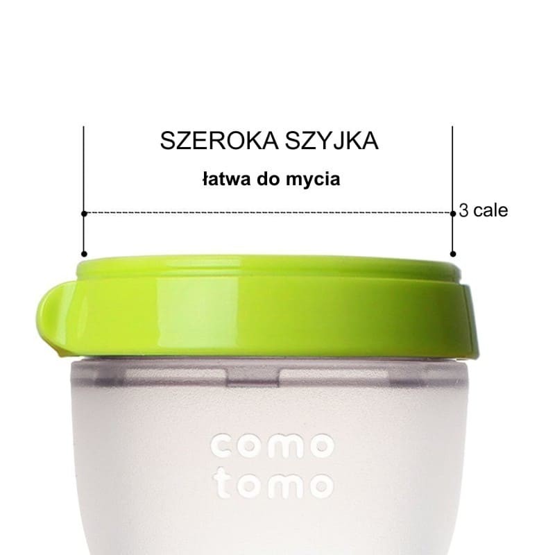 comotomo, antykolkowa butelka silikonowa MOM'S BREAST 250 ml Green BABY
