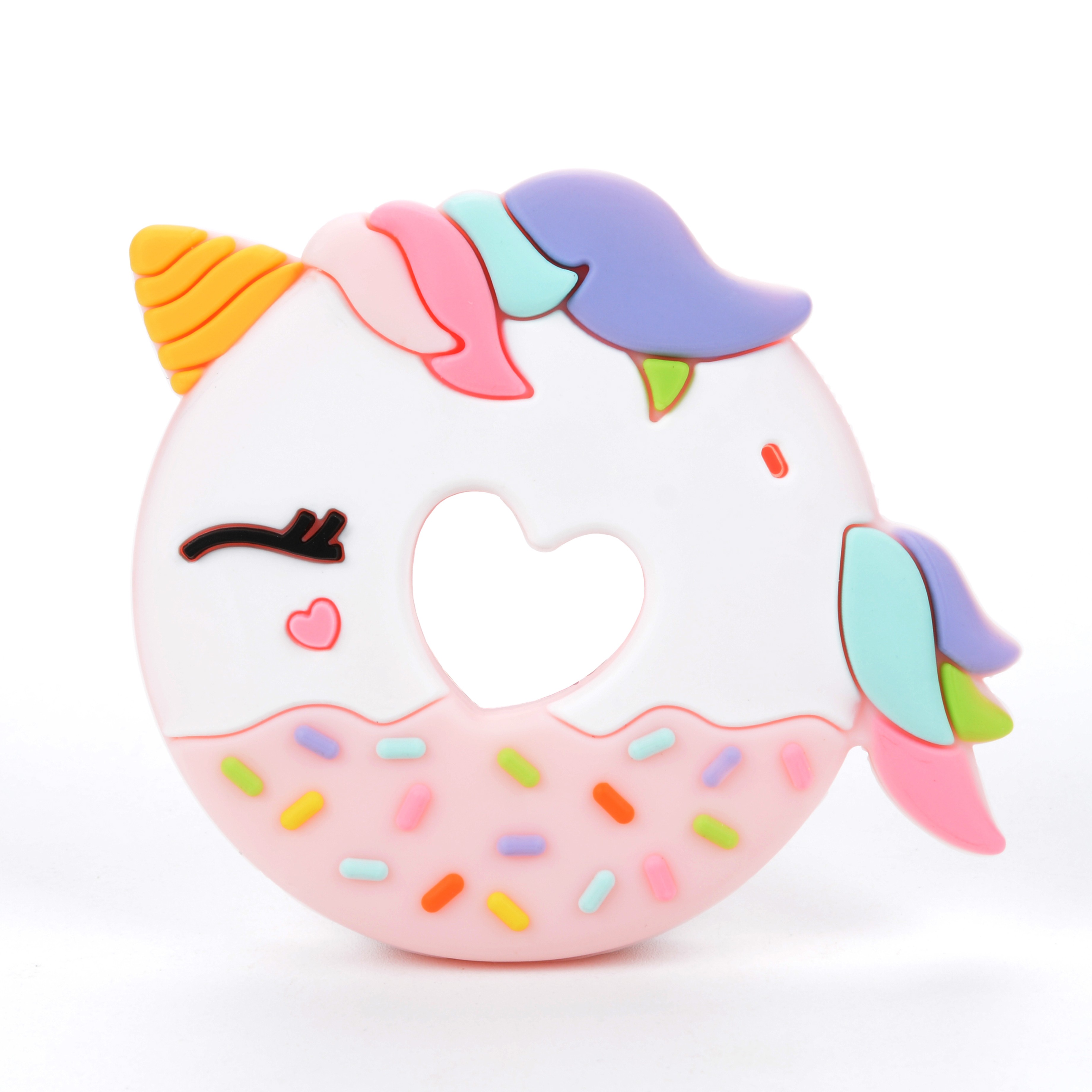 LouLou Lollipop, gryzak silikonowy z zawieszką Unicorn Donut pink LouLou Lollipop, gryzak silikonowy z zawieszką Unicorn Donut pink