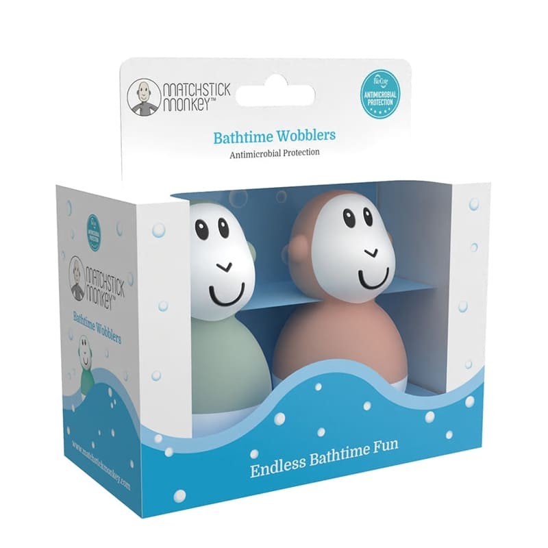 Matchstick Monkey, 2 pływające kiwaczki Małpki Mint & Blush - zabawka do kąpieli
