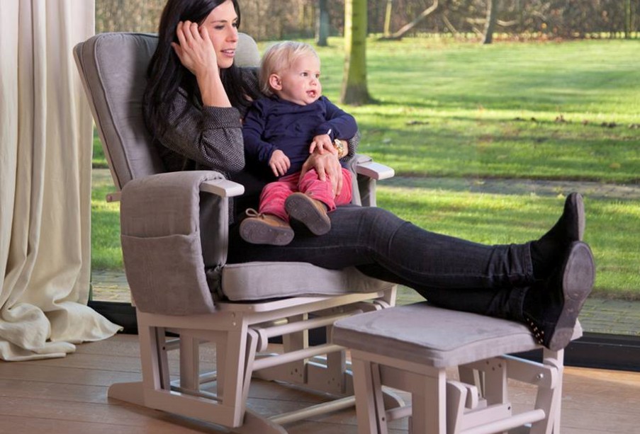 Childhome, Fotel pływający kwadratowy z podnóżkiem naturalny