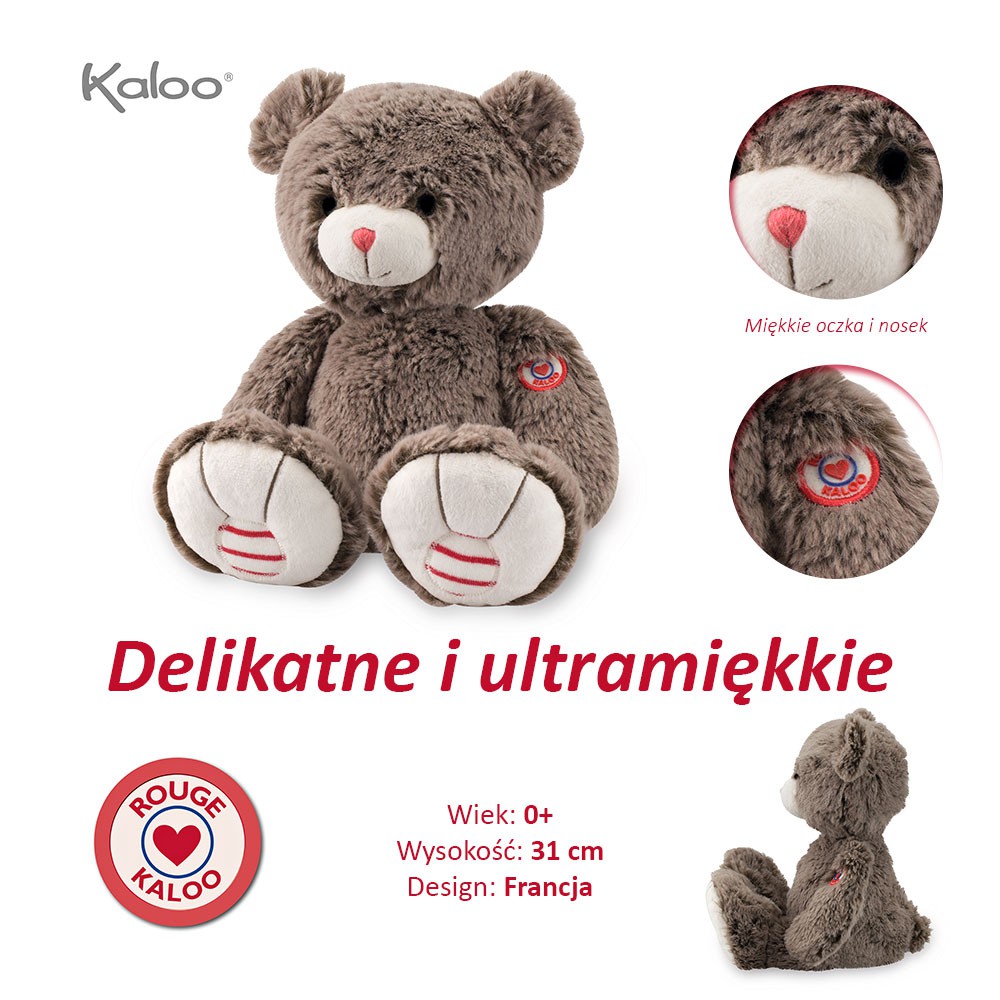 Kaloo, Miś czekoladowy brąz 31 cm kolekcja Rouge
