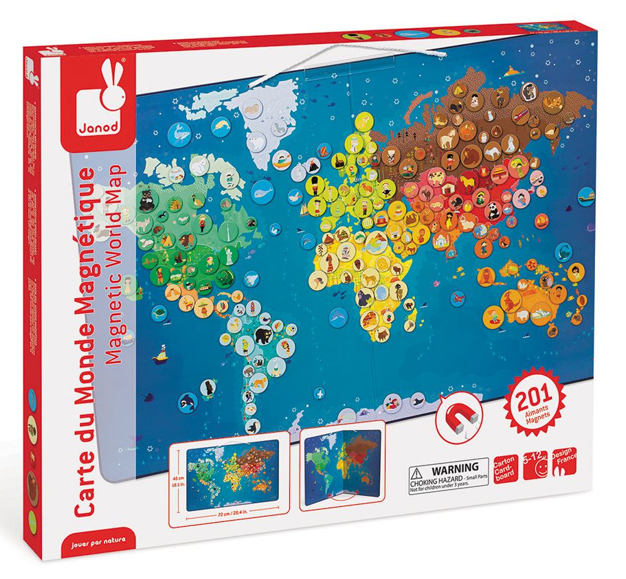 Janod, magnetyczna mapa zwierzęta świata