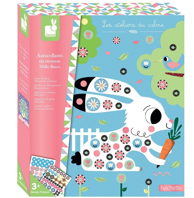 Janod, Zestaw kreatywny Piankowe naklejki Kwieciste zwierzątka