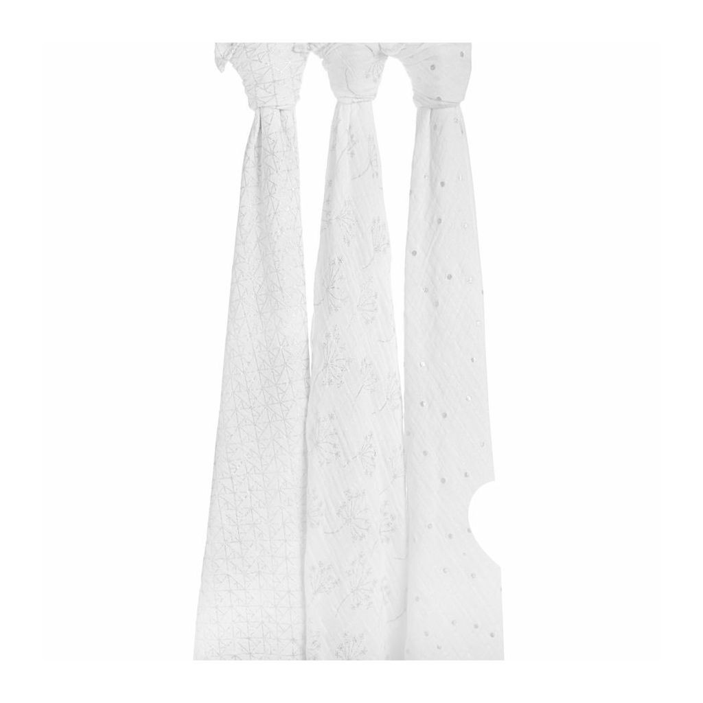 Aden & Anais, Otulacz muślinowy metallic silver deco 3szt