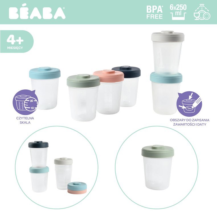 Beaba, Zestaw słoiczków Clip 6 szt. (6x250ml)