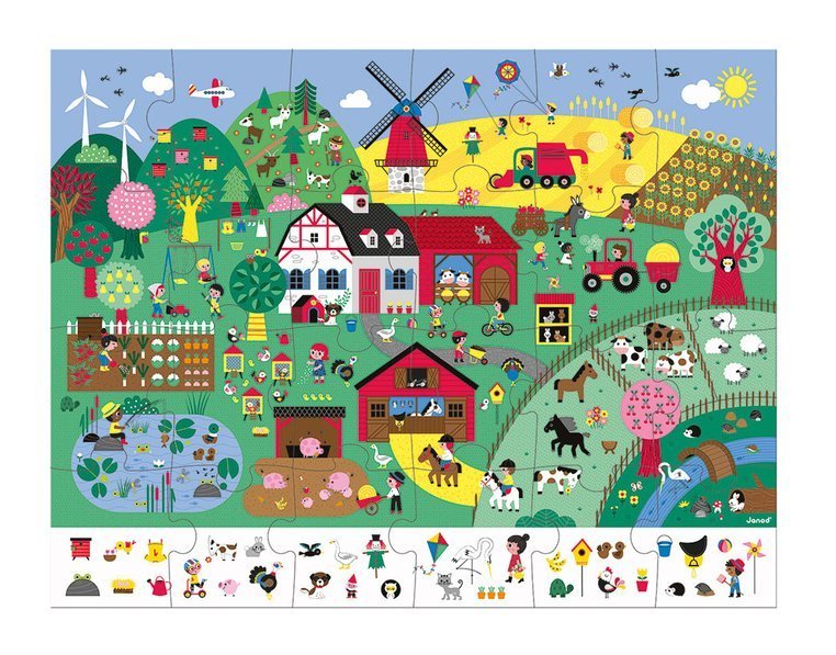 Janod, Puzzle obserwacyjne w walizce Farma 24 elementy 3+