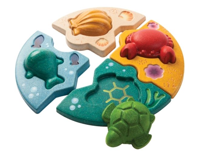 Drewniane puzzle zwierzęta morskie, Plan Toys Drewniane puzzle zwierzęta morskie, Plan Toys