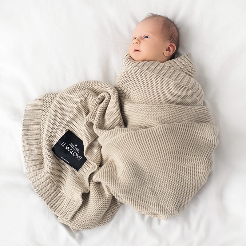 Lullalove, Duży bambusowy koc 100x120cm - Milk Coffee