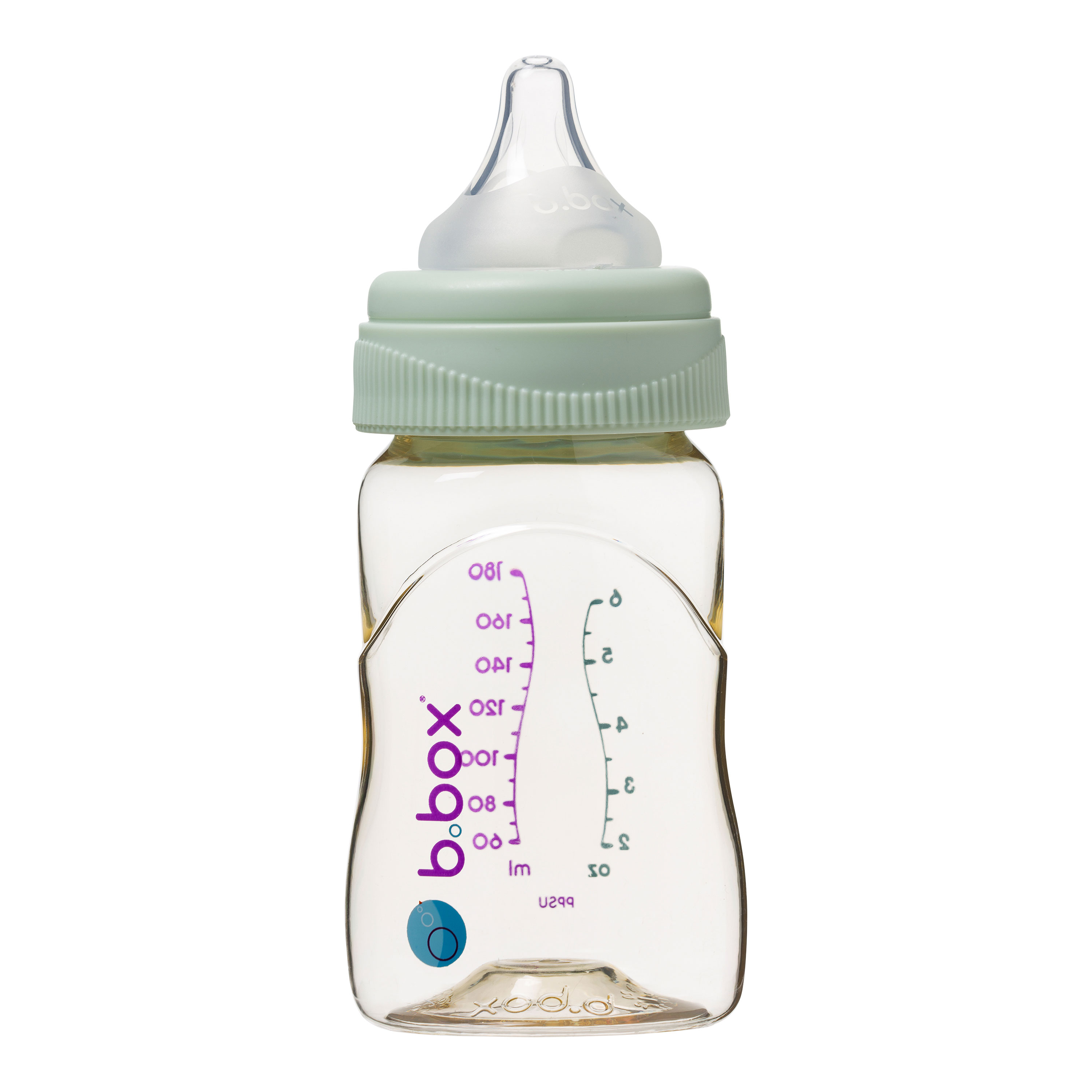 B.Box, Butelka ze smoczkiem do karmienia niemowląt wykonana z PPSU 180ml - Sage B.Box, Butelka ze smoczkiem do karmienia niemowląt wykonana z PPSU 180ml - Sage