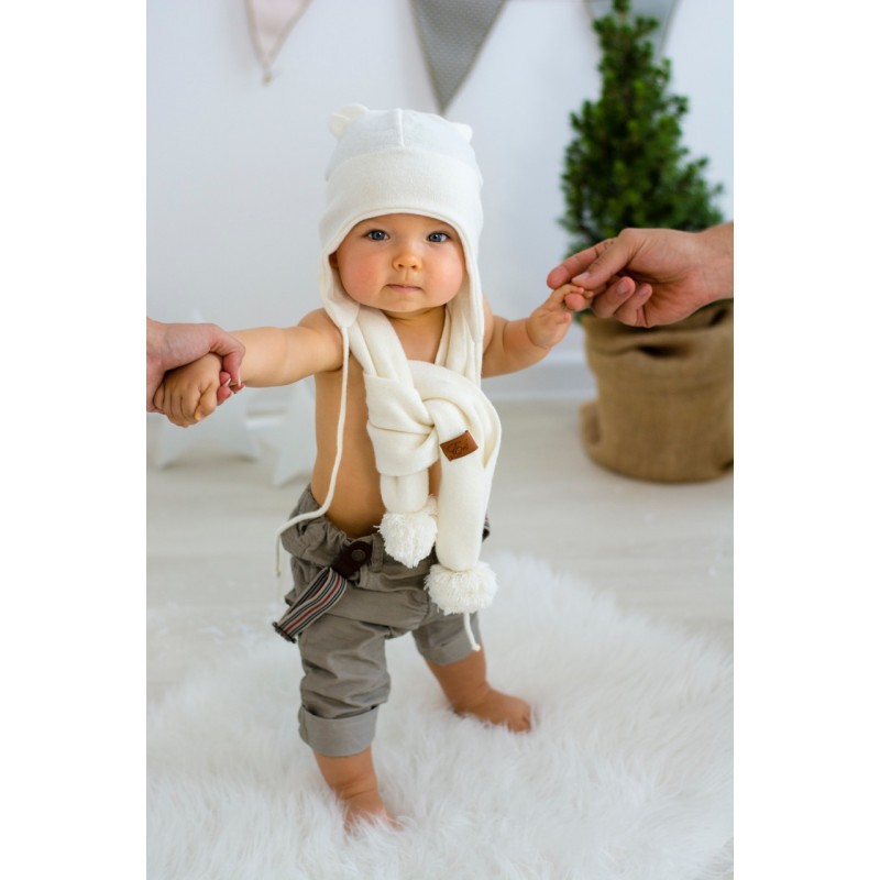 Effii, Czapka kaszmirowa z uszkami L ecru