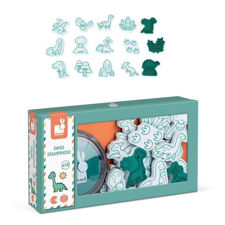 Janod, Zestaw kreatywny Stempelki Dinozaury