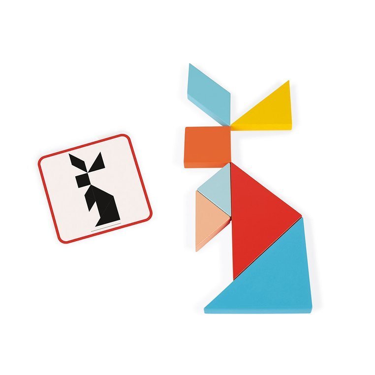 Janod, Drewniana układanka Tangram Essentiel Janod, Drewniana układanka Tangram Essentiel