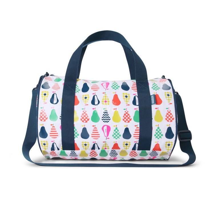 Podręczna torba biało-granatowa w gruszki