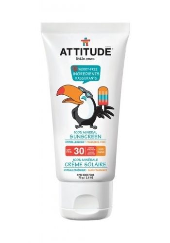 Attitude, Krem do opalania dla dzieci 100% mineralny bezzapachowy SPF 30 75 ml