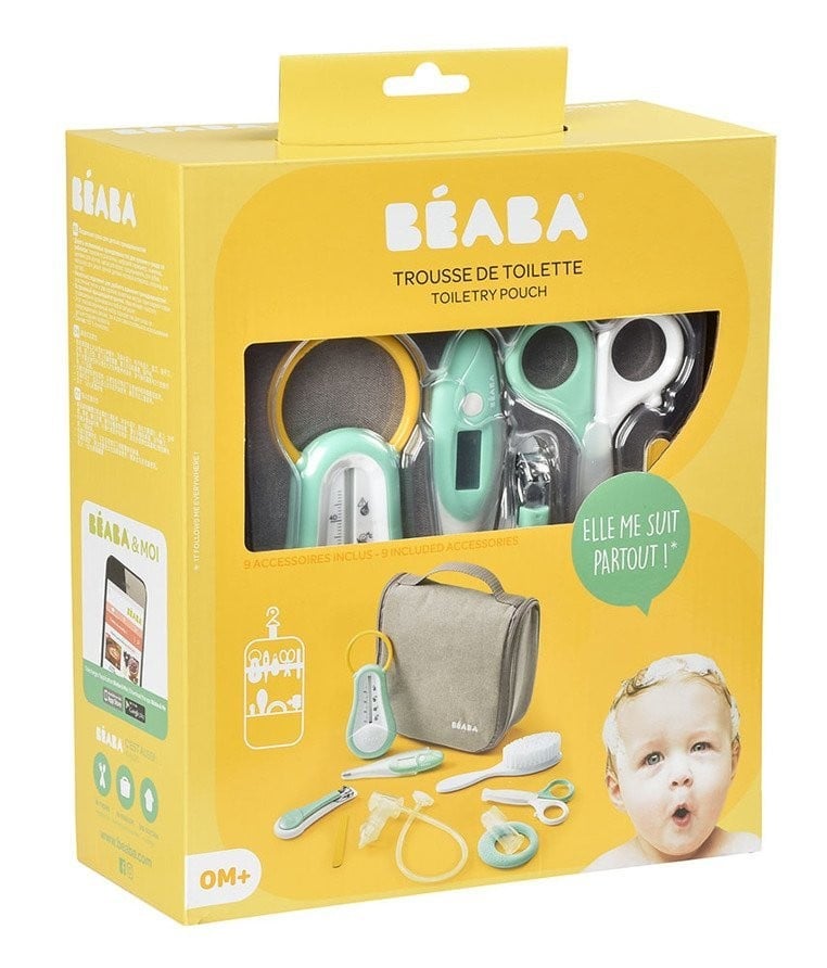 Beaba, Kosmetyczka z 9 akcesoriami do pielęgnacji niemowląt mint