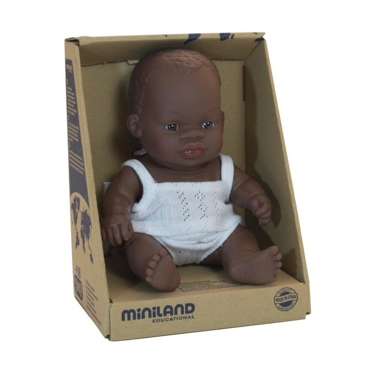 Miniland Baby, Lalka dziewczynka Afrykanka 21cm Miniland Baby, Lalka dziewczynka Afrykanka 21cm